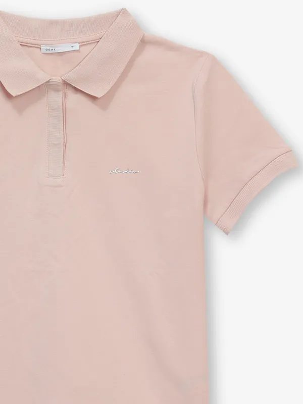 DEAL pink plain cotton polo t-shirt