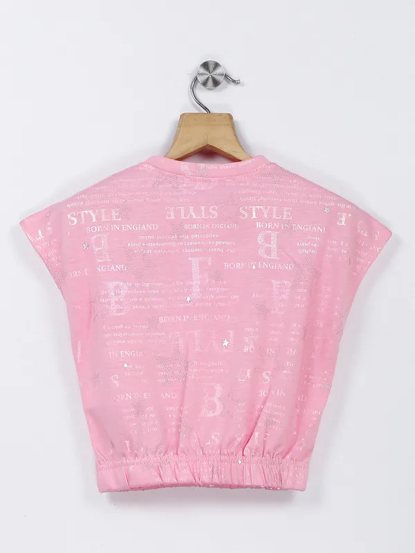 Deal pink printed crop top