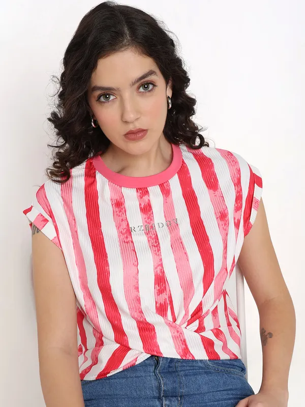 DEAL pink stripe top