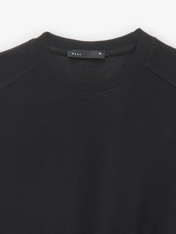 DEAL plain black casual cotton crop top