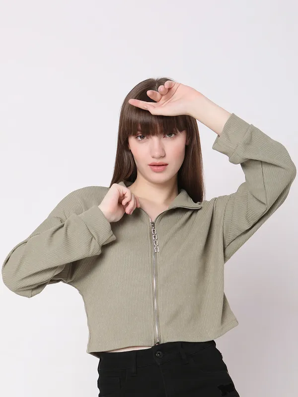 Deal plain knitted olive sweatshirt