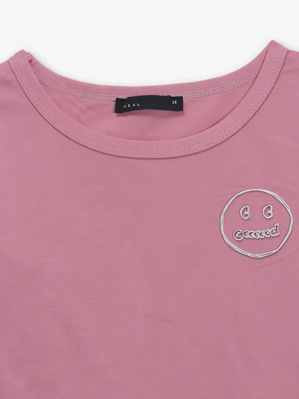 DEAL plain pink cotton crop top