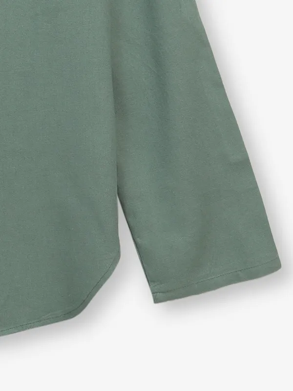 DEAL plain pista green cotton silk shirt