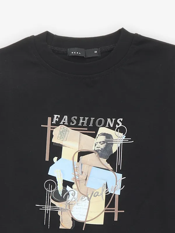 DEAL printed black casual cotton t-shirt