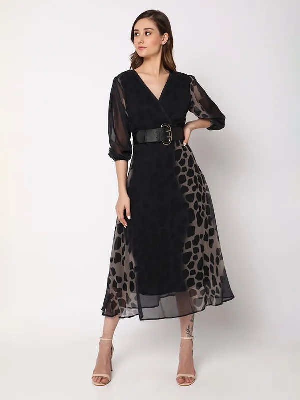 Deal printed black casual dress
