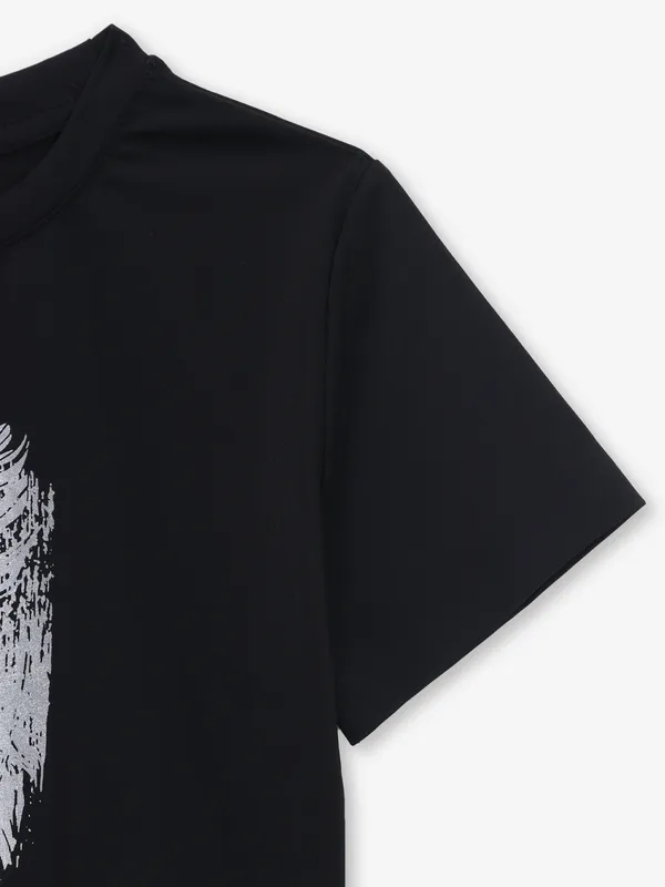 DEAL printed black cotton casual t-shirt