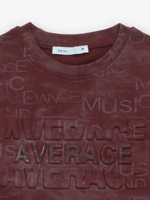 DEAL printed maroon cotton t-shirt