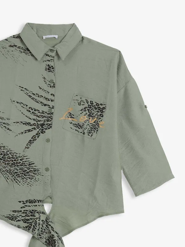 DEAL printed olive cotton t-shirt