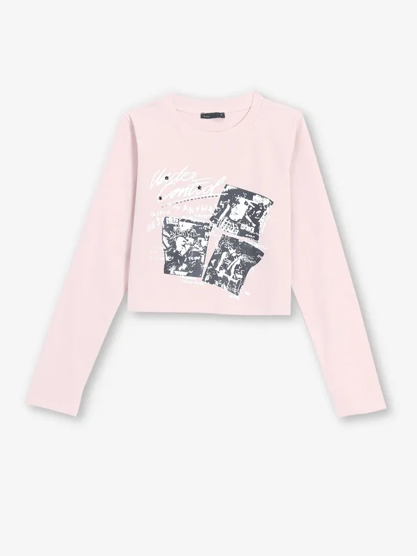DEAL printed pink cotton crop top