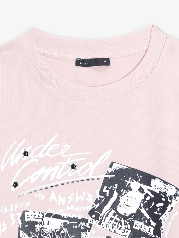DEAL printed pink cotton crop top