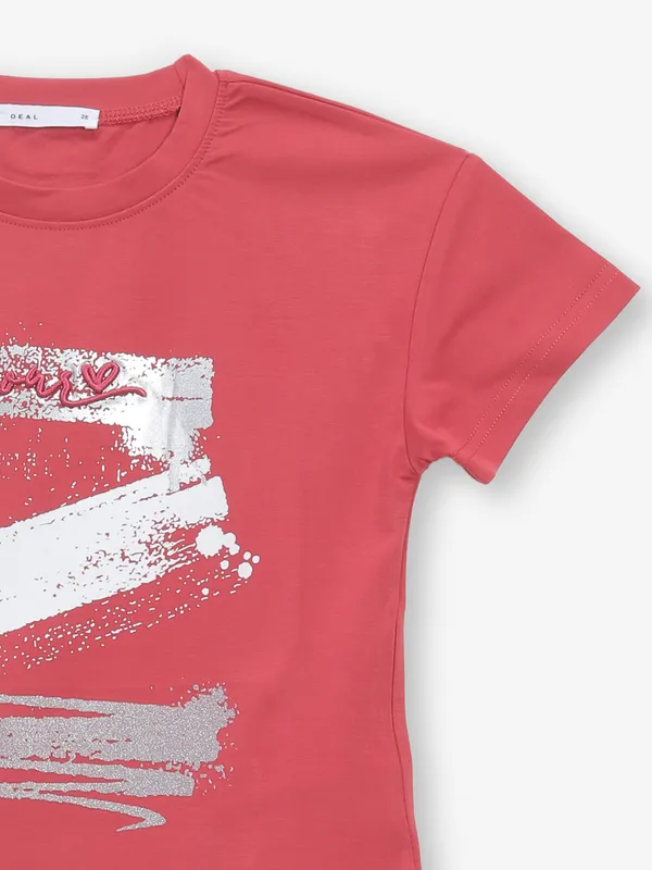 DEAL printed red cotton top for girls