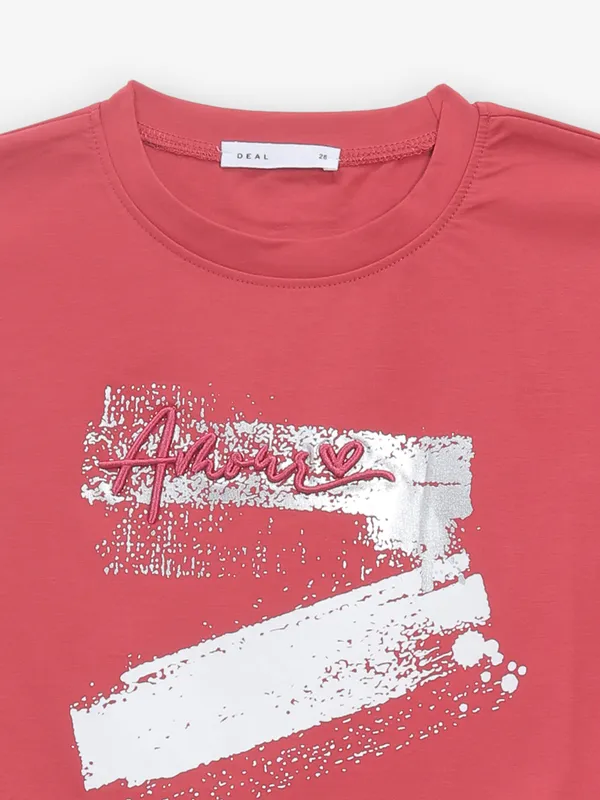 DEAL printed red cotton top for girls