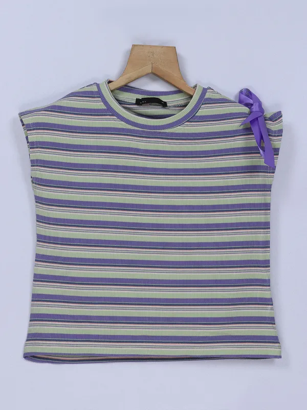 Deal purple and green stripe knitted top