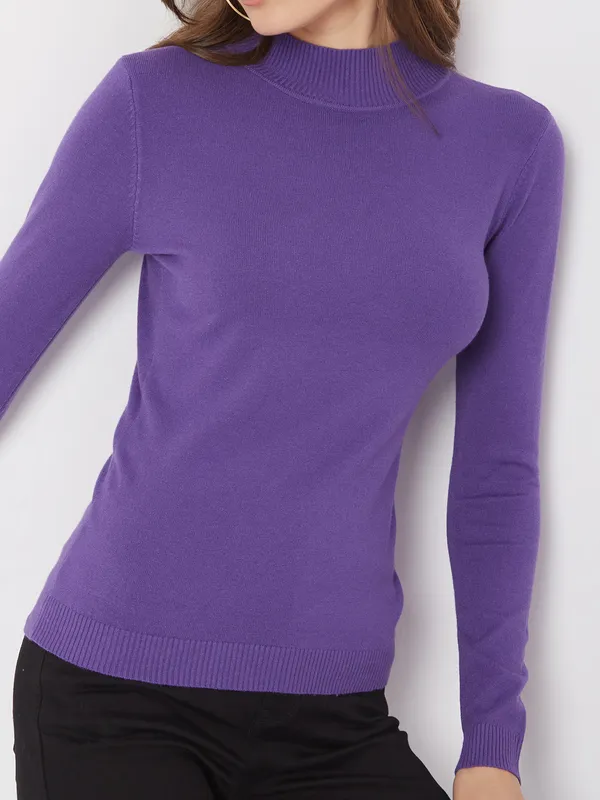 DEAL purple plain  knitted t-shirt for women