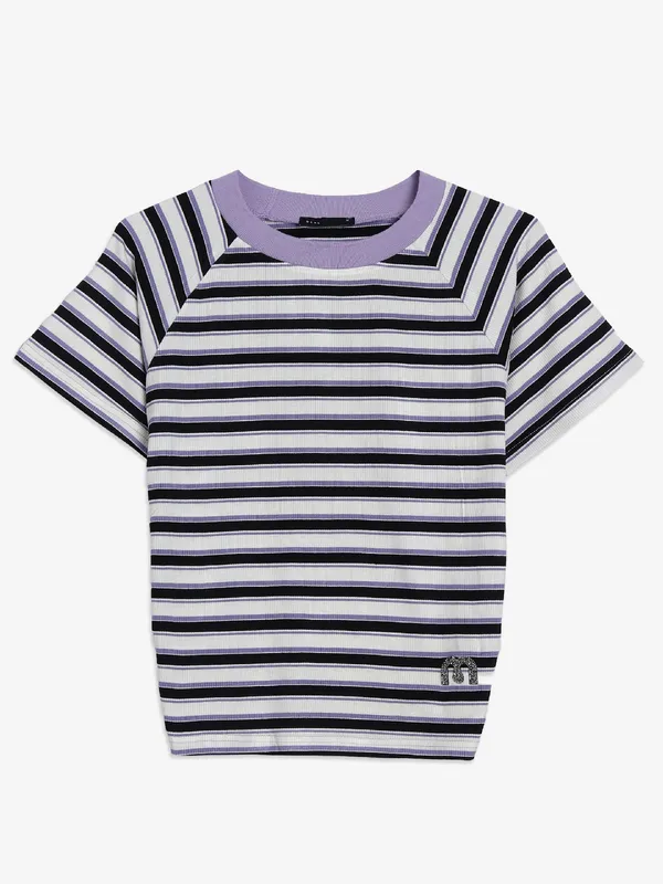 Deal purple stripe casual top