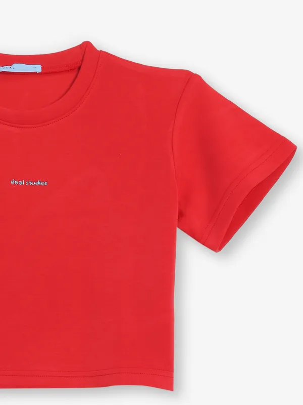 DEAL red cotton plain crop top