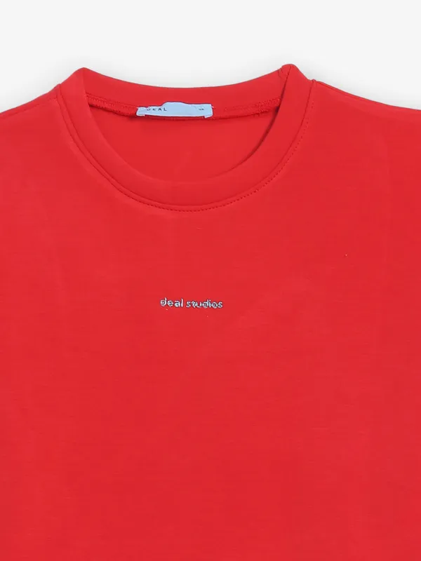 DEAL red cotton plain crop top