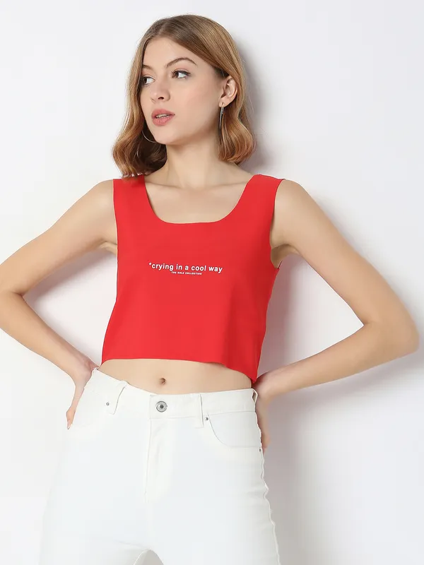 Deal red lycra crop top