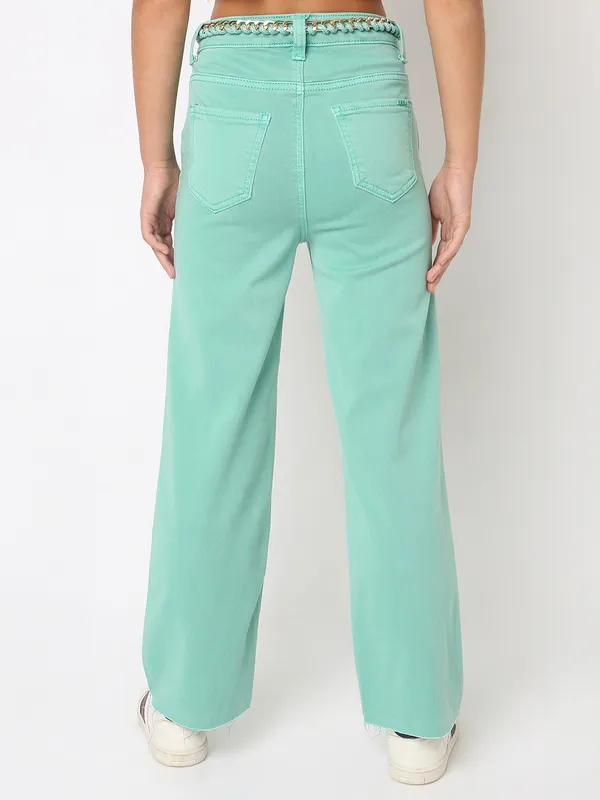 DEAL sea green straight solid jeans