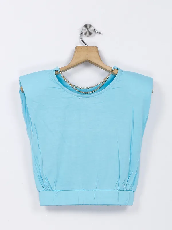 Deal sky blue printed t shirt in cotton