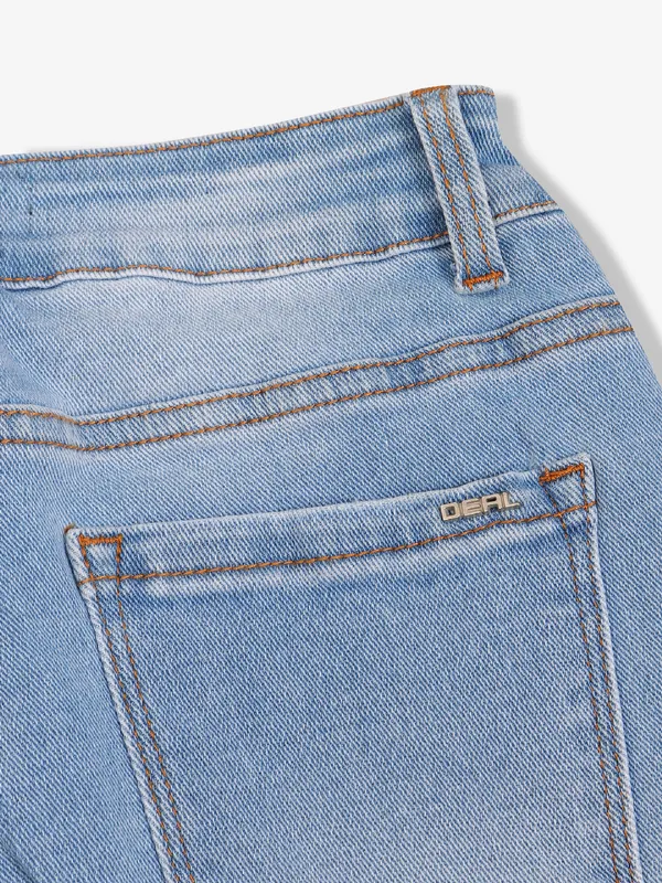 DEAL sky blue washed and ripped crop jeans