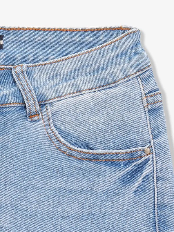 DEAL sky blue washed and ripped crop jeans