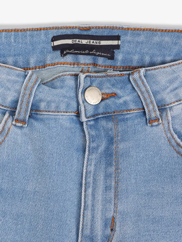 DEAL sky blue washed and ripped crop jeans