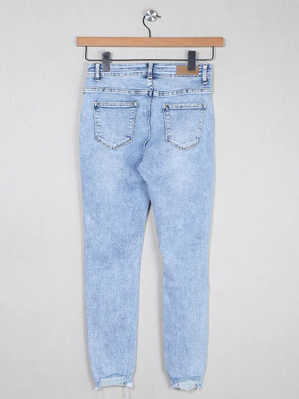 Deal sky blue washed denim casual jeans