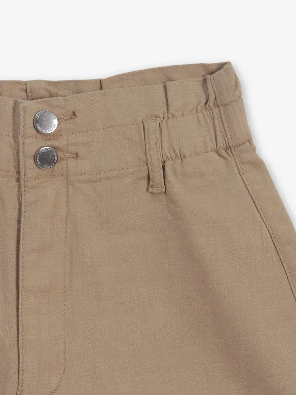 DEAL solid beige cotton shorts for women