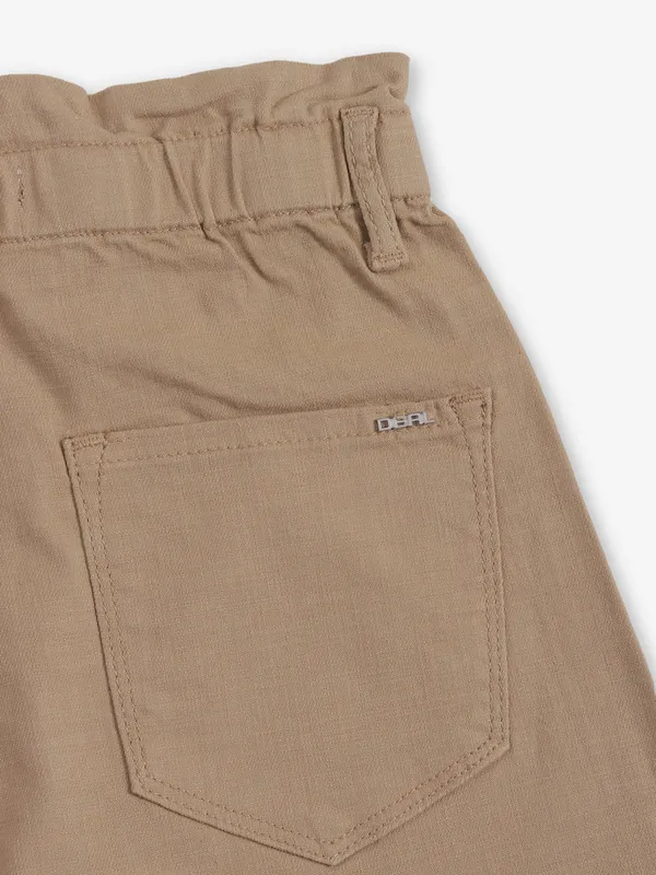 DEAL solid beige cotton shorts for women