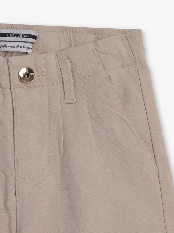 DEAL solid beige straight fit denim for girls