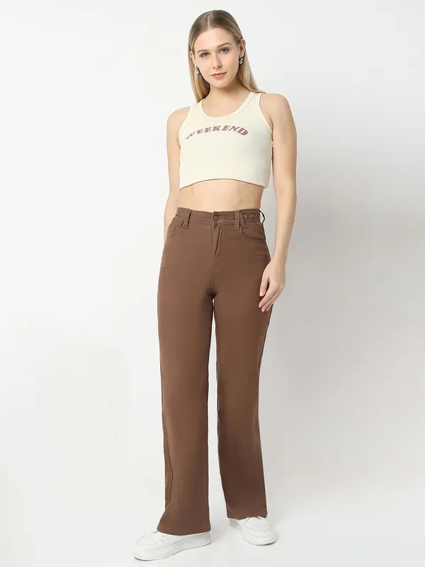 DEAL solid brown loose fit jeans