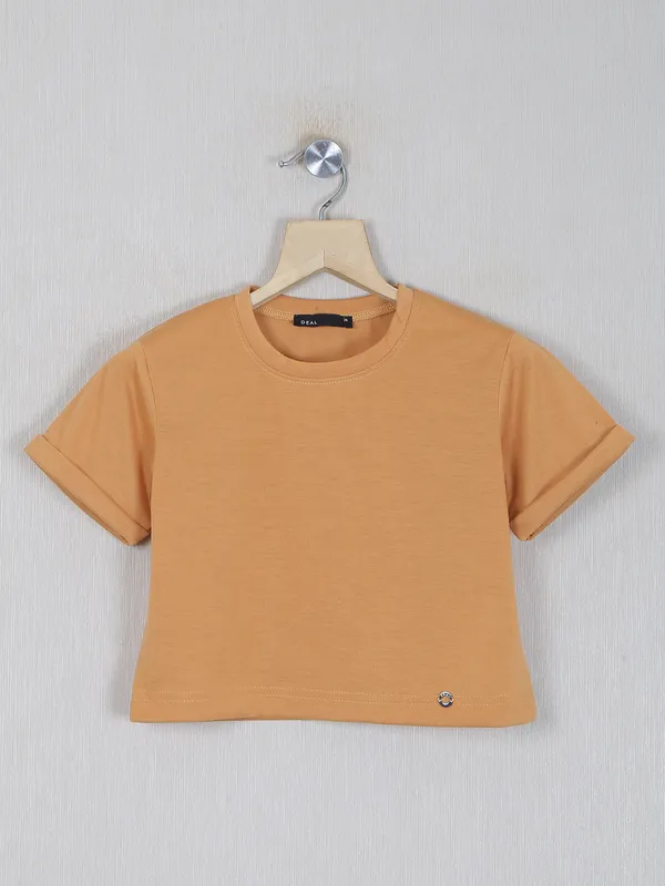 Deal solid rust orange casual top
