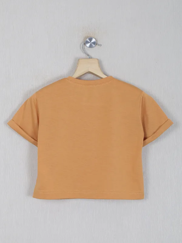 Deal solid rust orange casual top