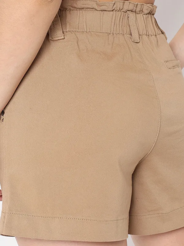 DEAL solid cotton brown shorts