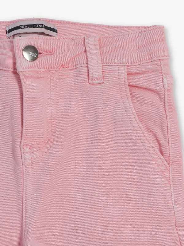 DEAL solid light pink straight fit denim for girls