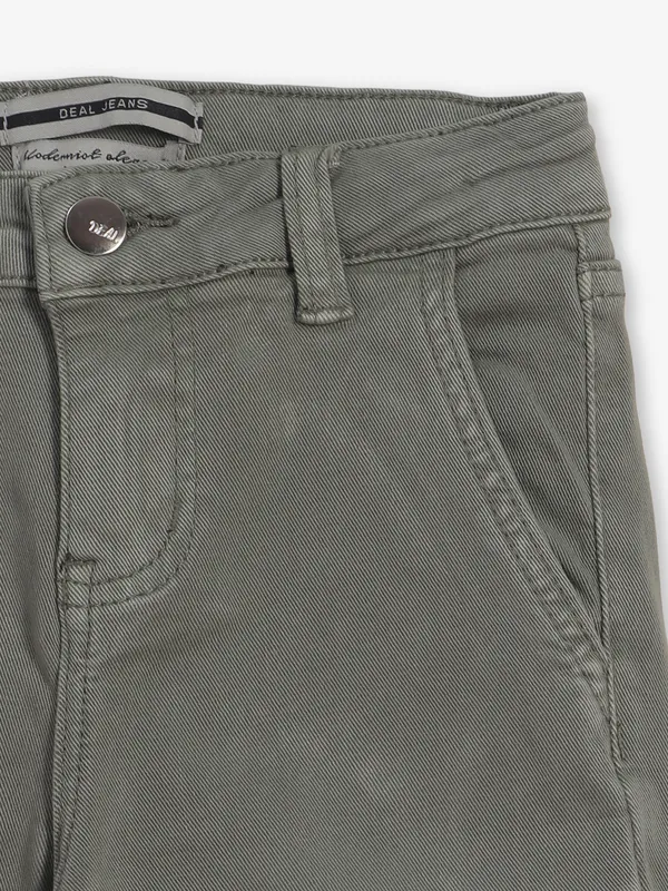 DEAL solid olive straight fit denim for girls