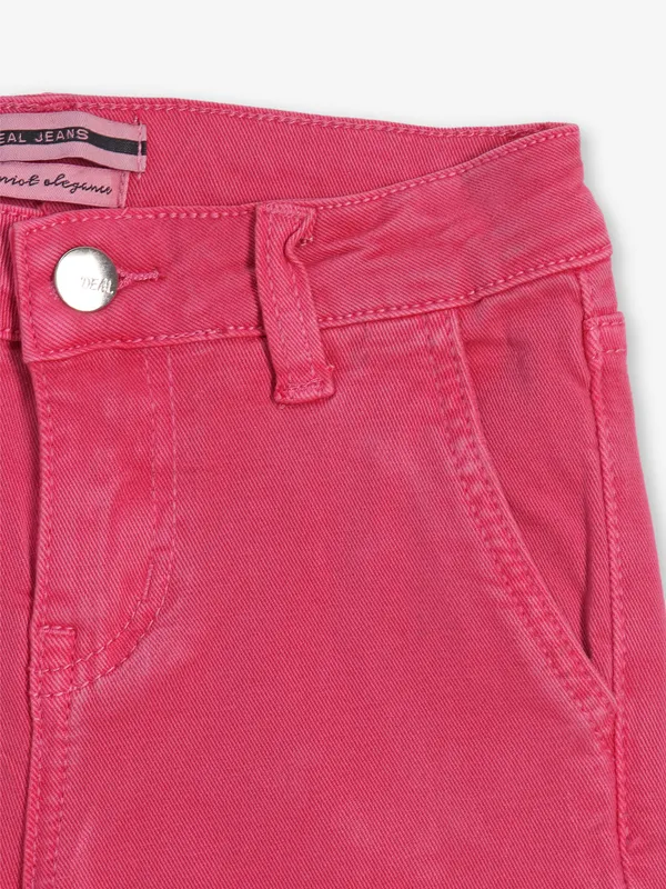 DEAL solid pink straight fit denim for girls