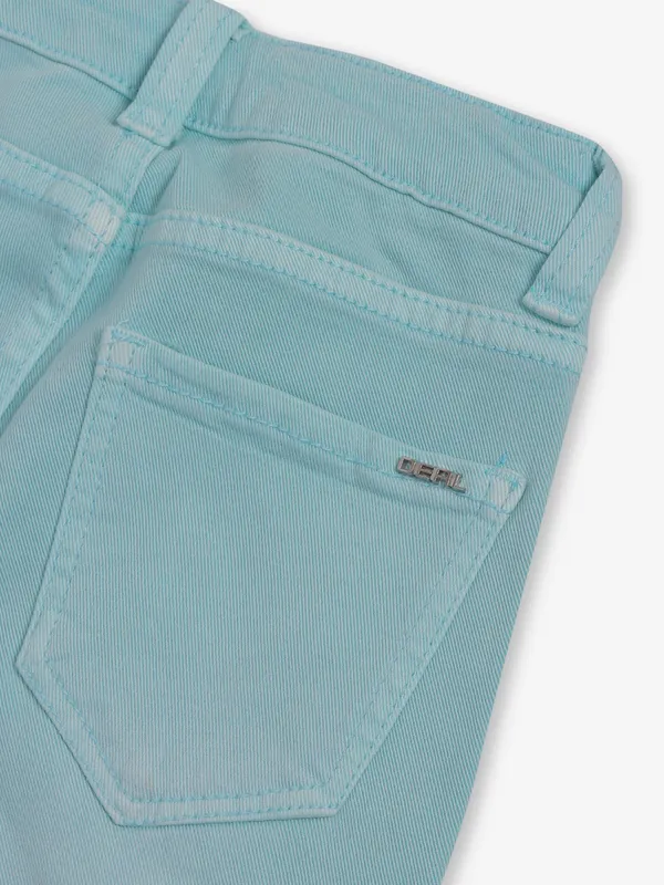 DEAL solid sky blue straight fit denim for girls