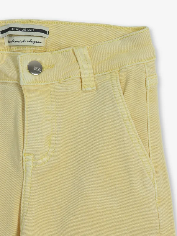 DEAL solid yellow straight fit denim for girls