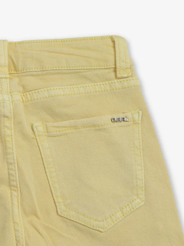 DEAL solid yellow straight fit denim for girls