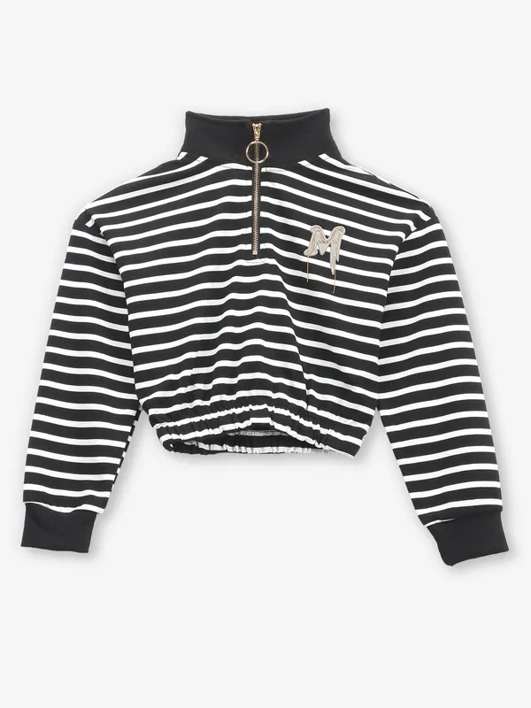 DEAL stripe black cotton crop top
