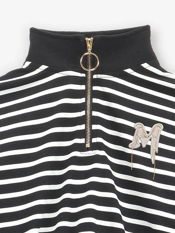 DEAL stripe black cotton crop top