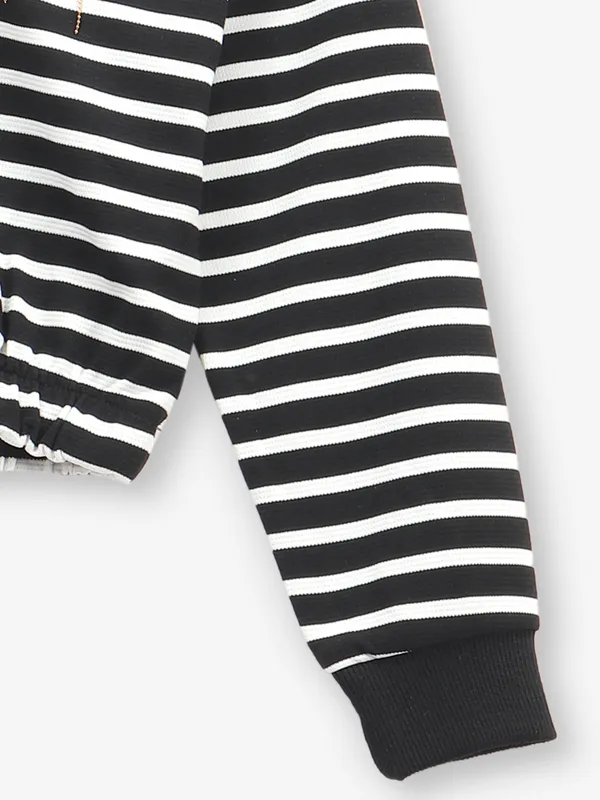 DEAL stripe black cotton crop top