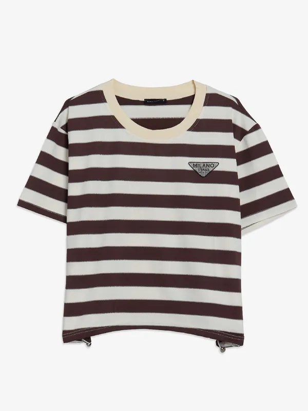 Deal stripe brown crop top