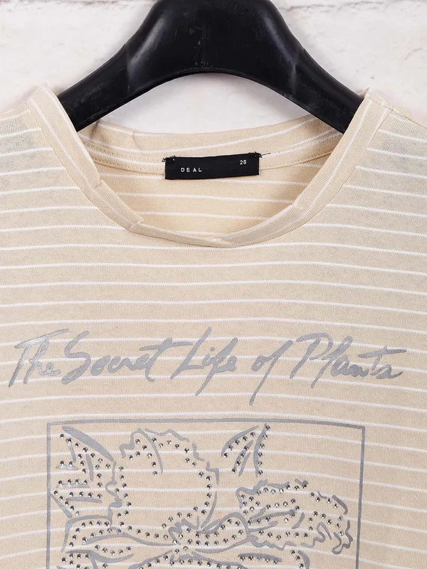 Deal stripe cream girls top