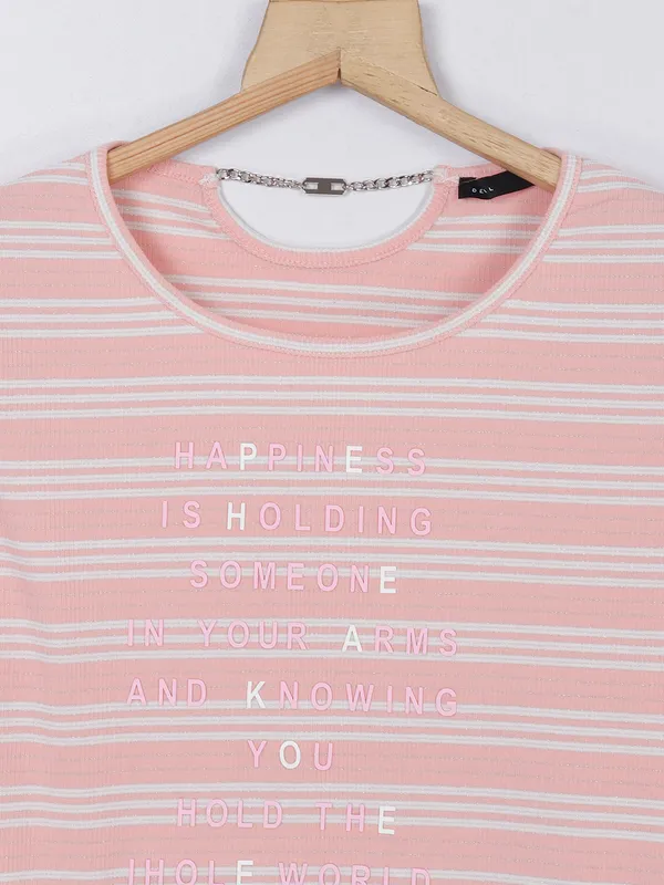Deal stripe knitted top in peach