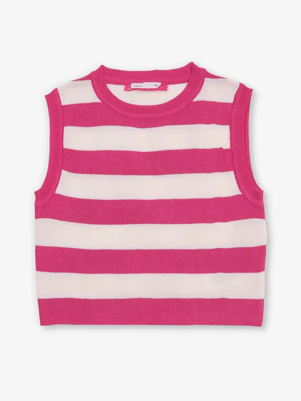 DEAL stripped pink and white cotton t-shirt