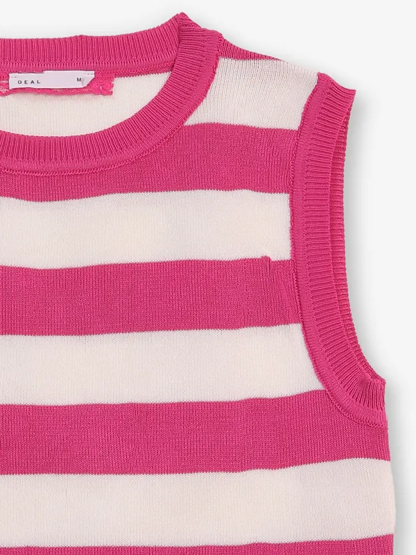 DEAL stripped pink and white cotton t-shirt