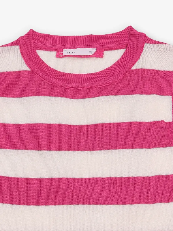 DEAL stripped pink and white cotton t-shirt